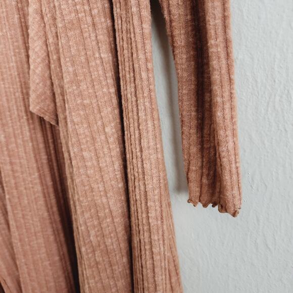 NEW Everly Brown Ribbed Waterfall Open Longline Duster Cardigan - Picture 5 of 10